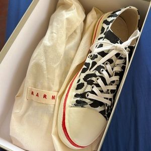 Marni black & white leopard graffiti gooey sneakers